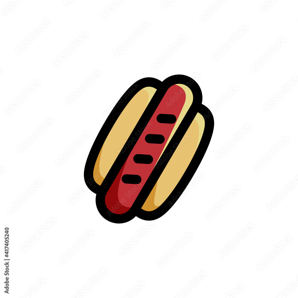 Beef Hot dog Foods Icon Logo Vector Illustration. Outline Style
