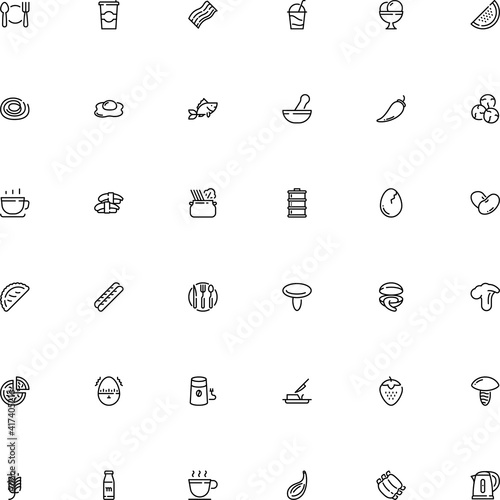 icon vector icon set such as: mussel, fishing, butcher, mortar and pestle, catch, minute, shop, colored, pharmacy, whole, aquatic, seasoning, cardamom, maker, storage, gadgets, capers, bun, patty