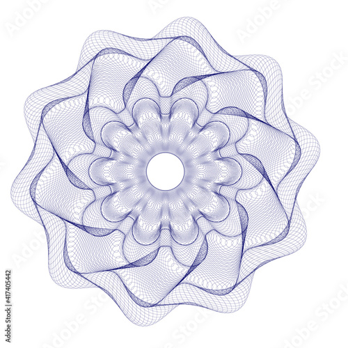 Watermark ,Guilloche rosetta  , design for  background for certificate, 