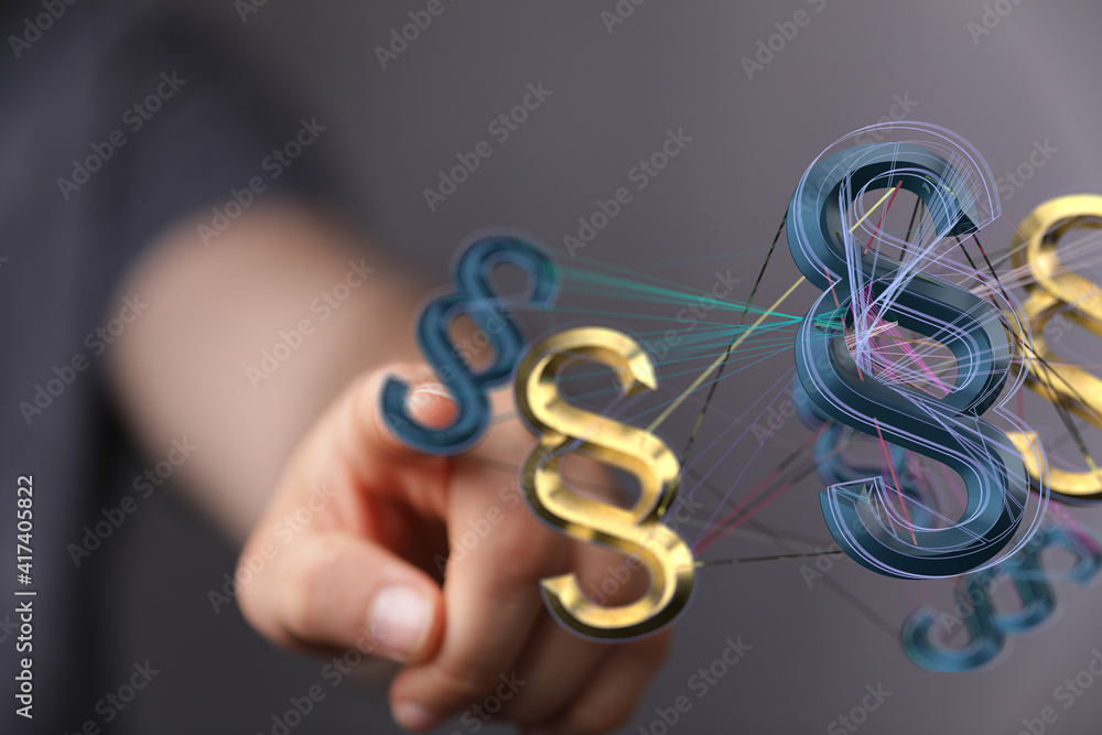 Obraz premium 3D rendering law paragraph icons