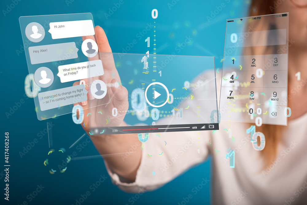 Interface web application in hand 3d Interface web application in hand 3d