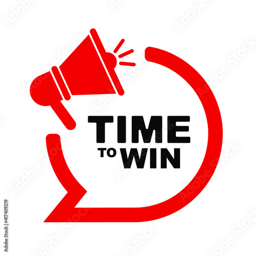 Time to win sign on white background