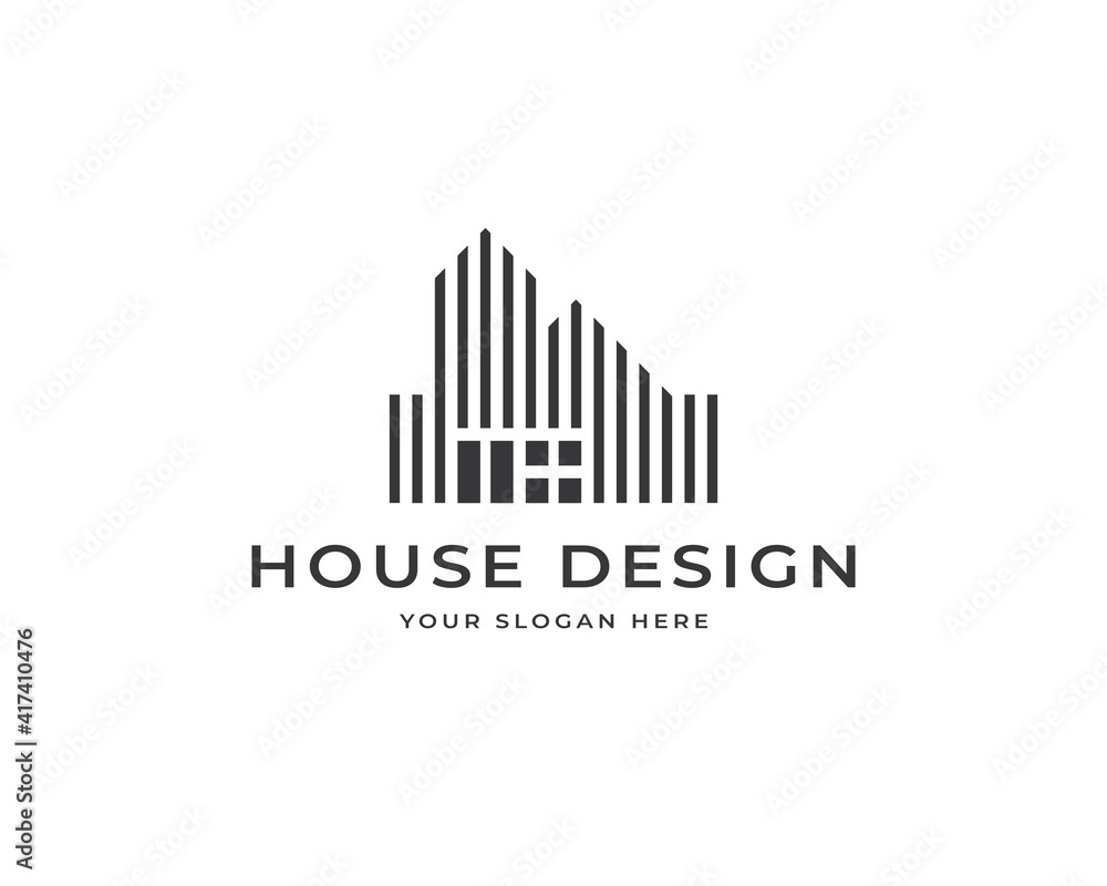 Minimalist house building logo design vector. Modern architecture logo design