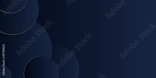 Luxury paper cut backgrounds with golden line and halftone gradients Vector illustration. Black, dark blue Cover template, modern minimal banner. vector illustration 