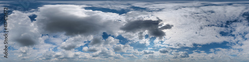 Nahtloses Panorama mit Wolkenformationen - 360-Grad-Himmel mit Bewölkung zur Verwendung in 3D-Grafiken als Himmelskuppel oder zur Nachbearbeitung von Drohnenaufnahmen 