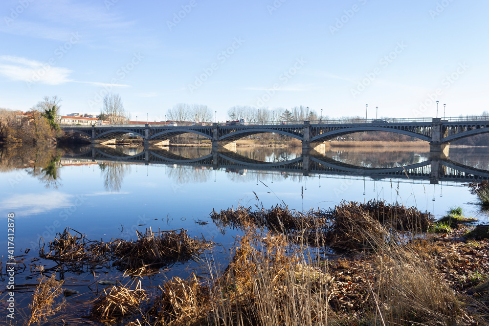 Beautiful iron bridge called Enrique Estevan over the Tormes river