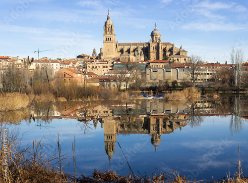 Beautiful view of the historic city of Salamanca with New Cathedral