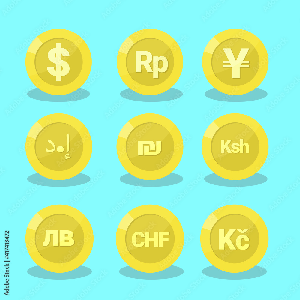 currency coin set icon from front currency coin set icon from front