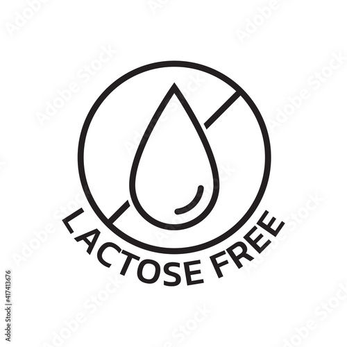 Lactose free icon. Dairy or milk allergy symbol for product packaging. Vector illustration.