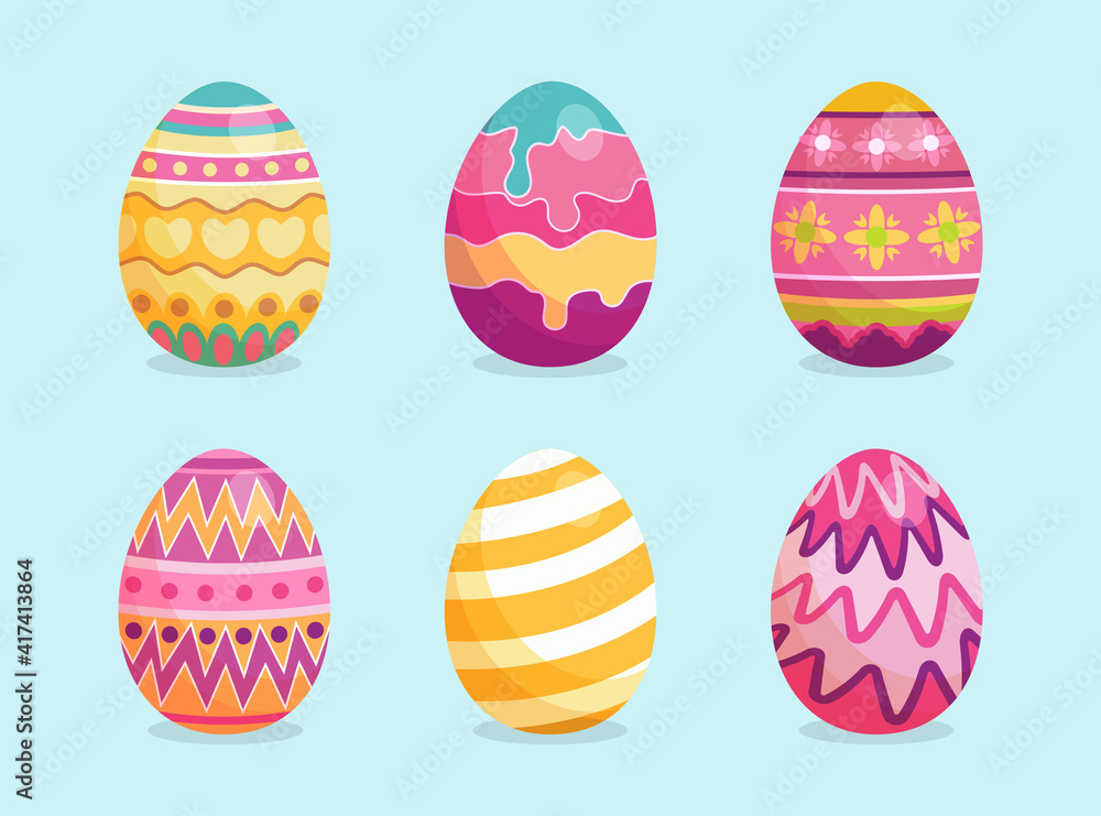 Happy Easter Vector Illustration. Easter Eggs