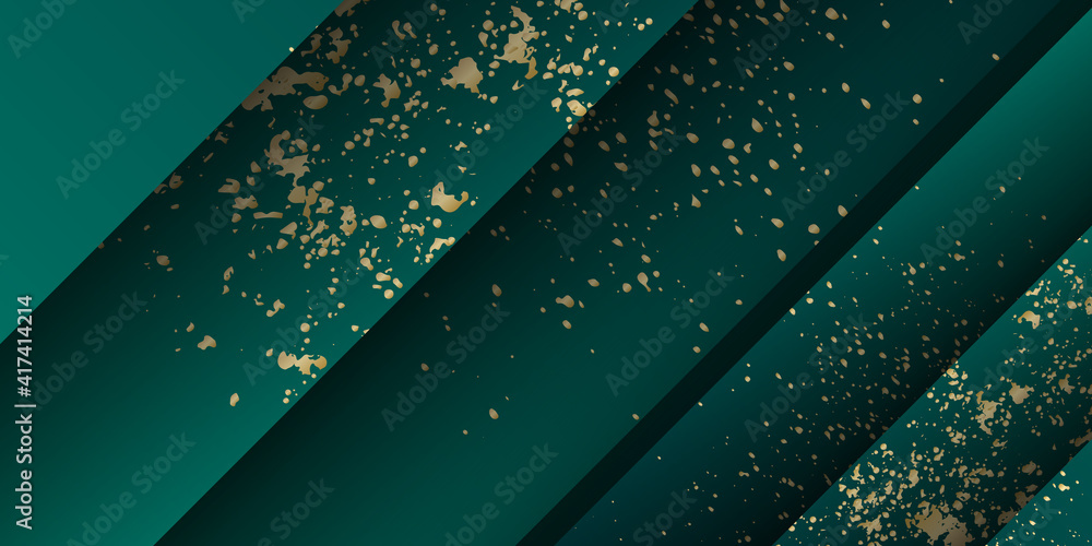 Modern simple dark green and gold glitter abstract geometric background ...