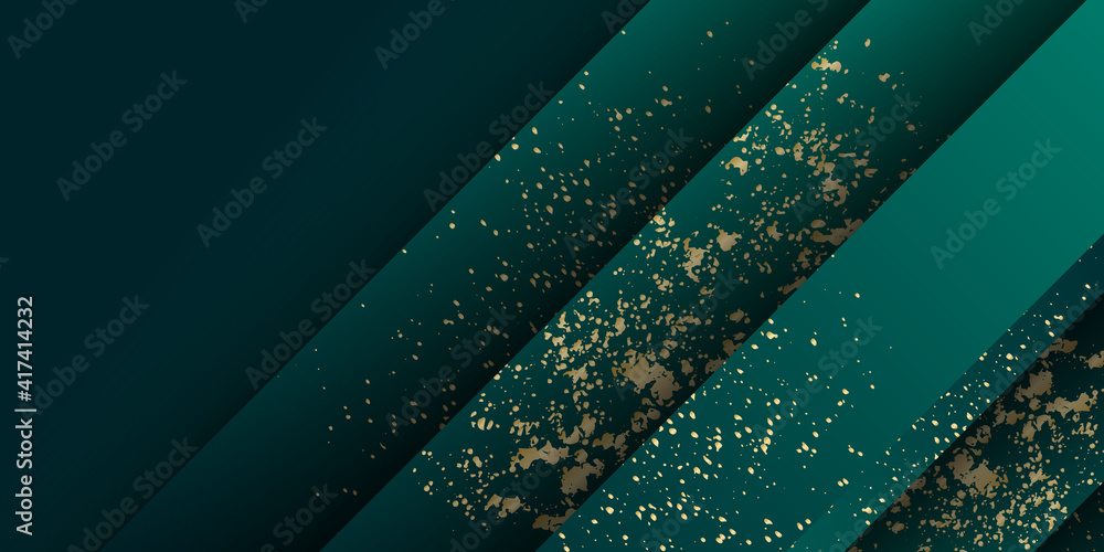 Modern simple dark green and gold glitter abstract geometric background ...