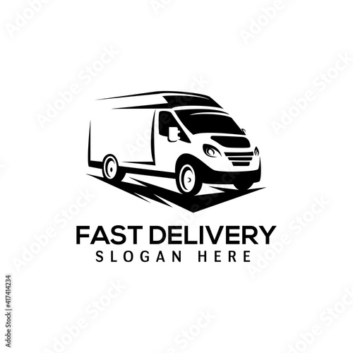 vector illustration parcel delivery van for fast delivery logo,delivery service logo modern template