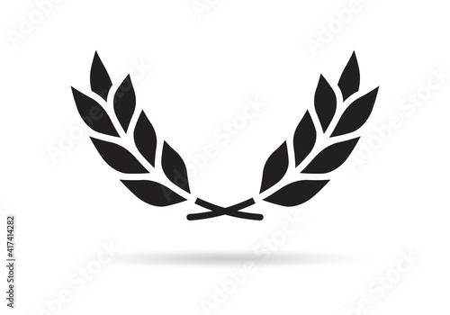 Laurel wreath icon. Award, winner and victory emblem. Branch with leaves. Vector illustration.