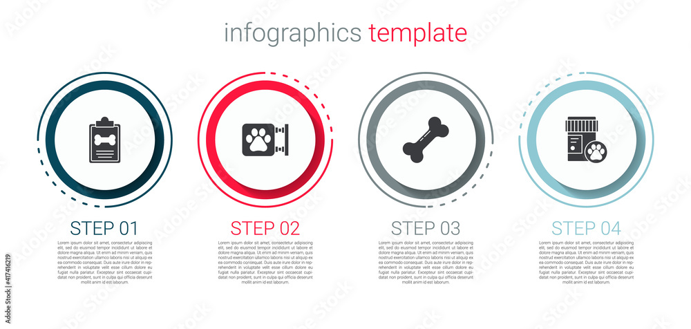 Set Clinical record pet, Veterinary clinic, Dog bone and medicine bottle. Business infographic template. Vector. Set Clinical record pet, Veterinary clinic, Dog bone and medicine bottle. Business infographic template. Vector.