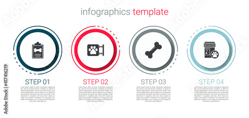 Set Clinical record pet, Veterinary clinic, Dog bone and medicine bottle. Business infographic template. Vector.