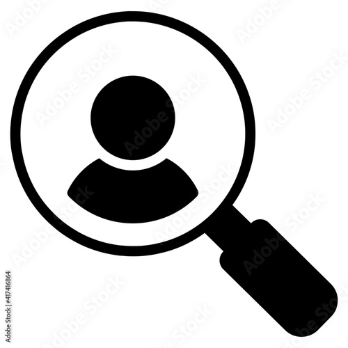 Avatar under magnifying glass, headhunting icon