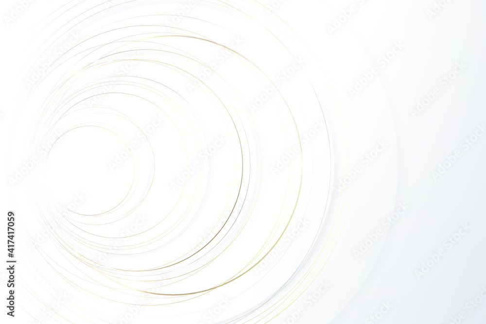 Abstract gold lines circle repeating luxury gold trim and white background. Technology digital hi tech concept. Vector illustration