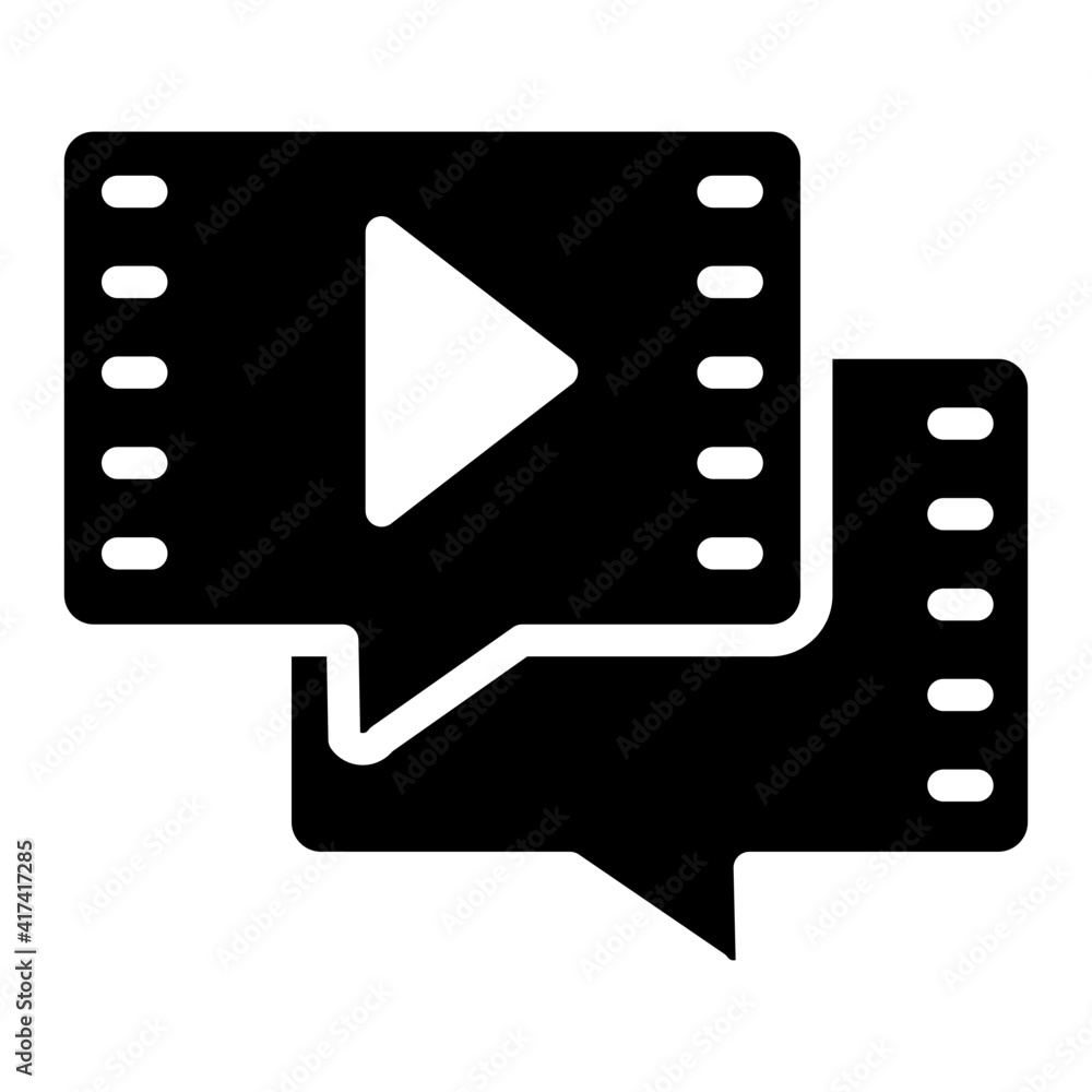 chat bubbles with video sign, video chat icon - obrazy, fototapety, plakaty 