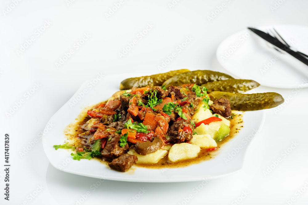 potato dumplings with goulash potato dumplings with goulash
