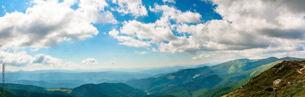 Panoramic view of the Montenegrin ridge, picturesque landscapes of the Ukrainian Carpathians.
