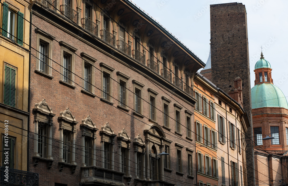 the beautiful historic center of Bologna in Emilia Romagna, Italy