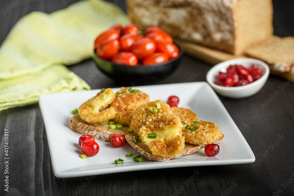 sandwich with fried camembert cheese and bacon sandwich with fried camembert cheese and bacon