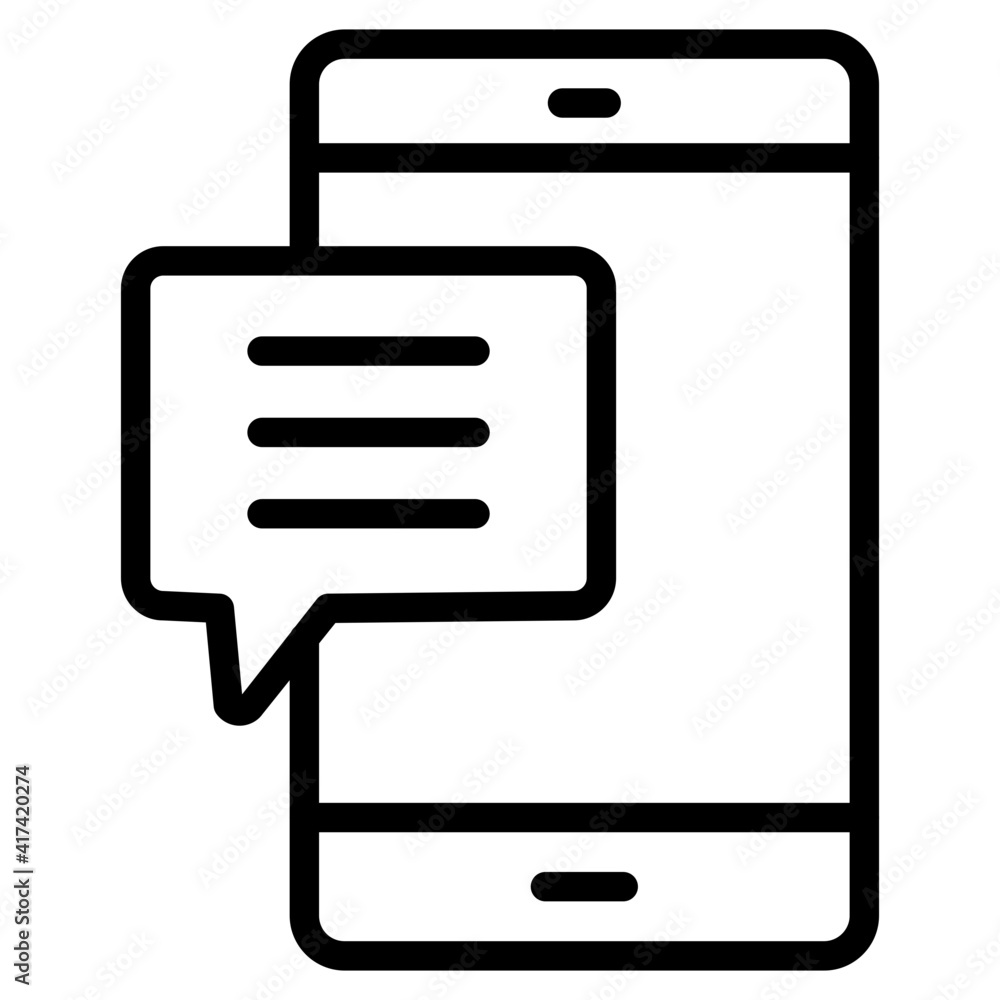 Bubble inside smartphone, icon of mobile message app Bubble inside smartphone, icon of mobile message app