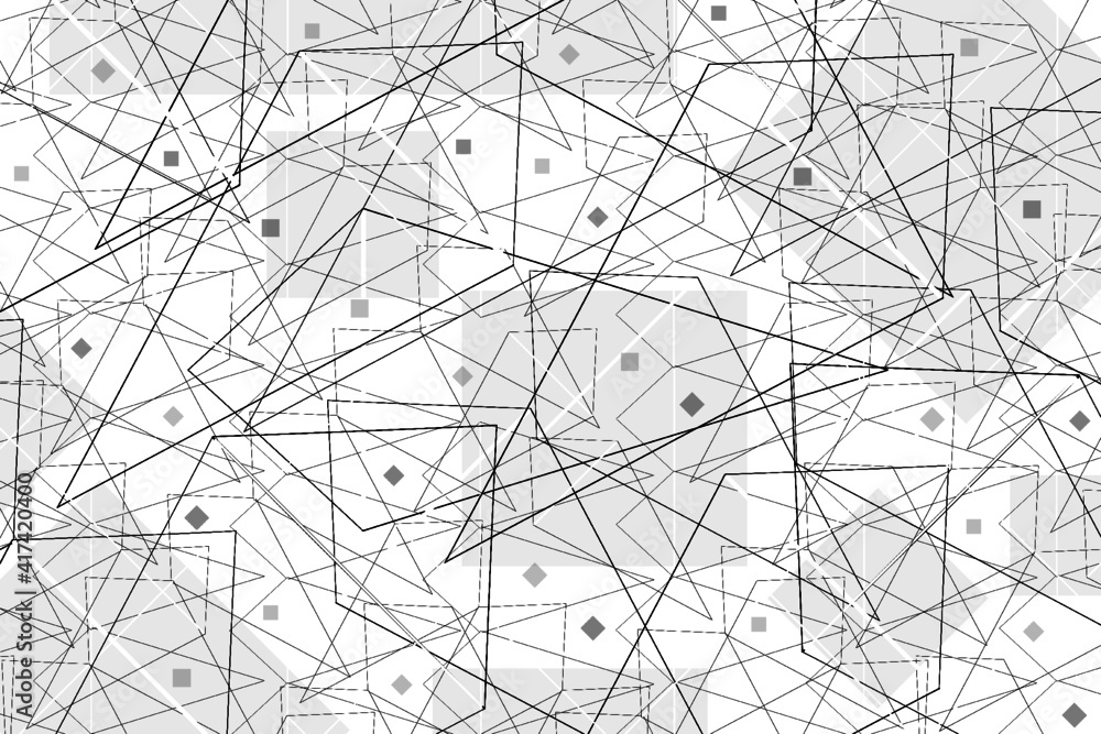 Obraz premium Geometric abstract mosaic pattern. Simple white and grey minimalist background design