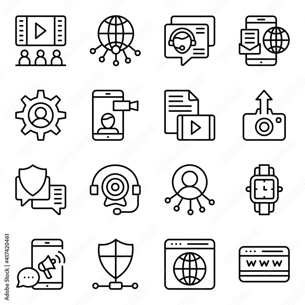 Pack of Website and Communication Linear Icons Pack of Website and Communication Linear Icons
