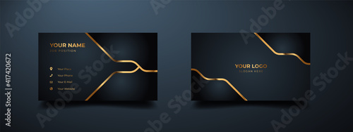 Modern luxury business card print template design. Inspiration from the abstract. Contact card for company. Two sided golden design. Vector illustration print template.