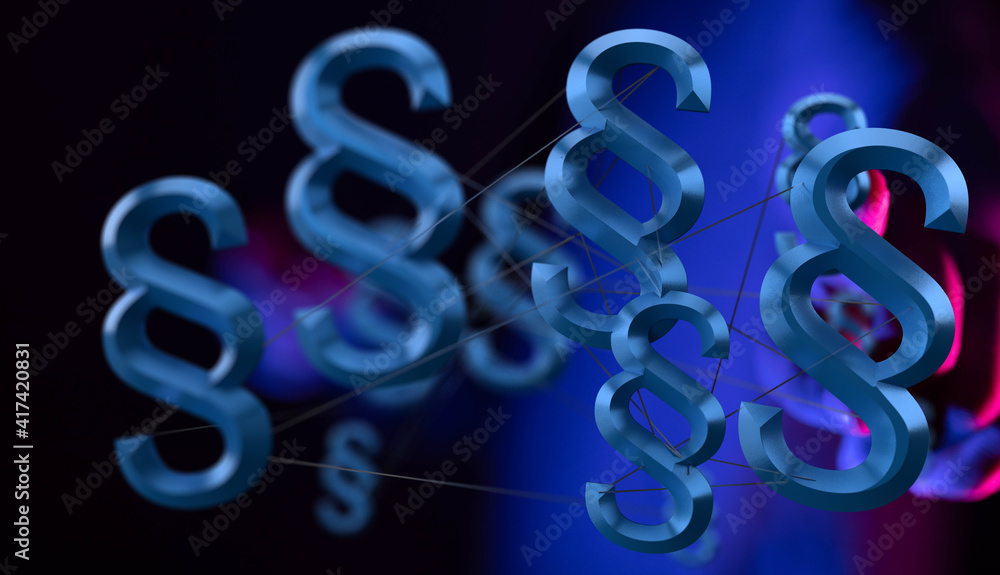 Fototapeta premium Symbol of Law and Justice - Paragraph / section sign - 3D Rendering