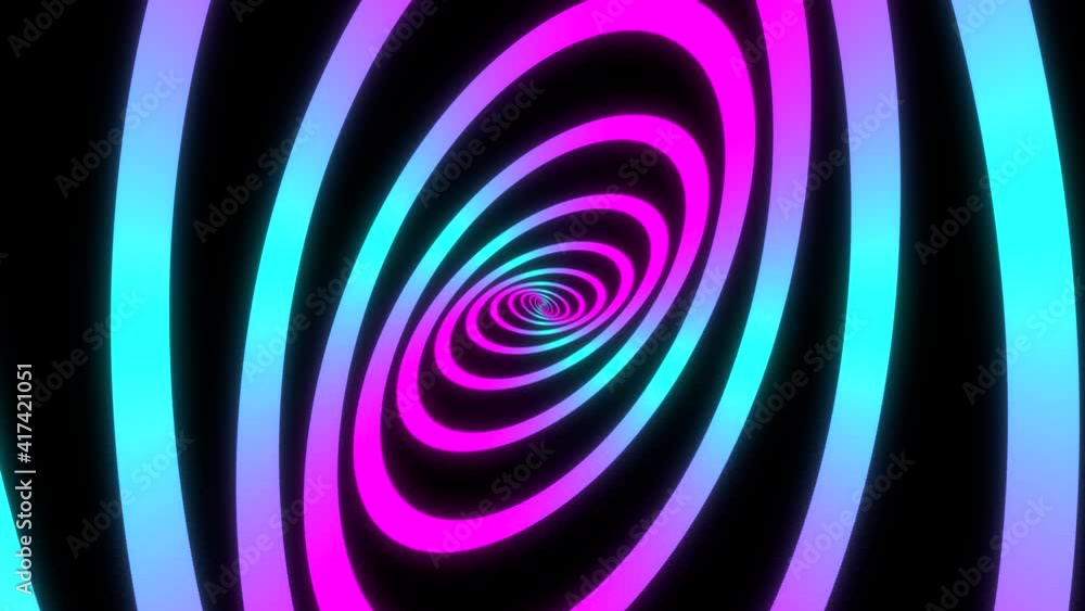 Minimal thin fluorescent spiral in infinite rotation. Funky holographic backdrop in retrowave style. Shiny fibonacci swirl in purple, blue and pink neon colors. Seamless loop animation. Minimal thin fluorescent spiral in infinite rotation. Funky holographic backdrop in retrowave style. Shiny fibonacci swirl in purple, blue and pink neon colors. Seamless loop animation.