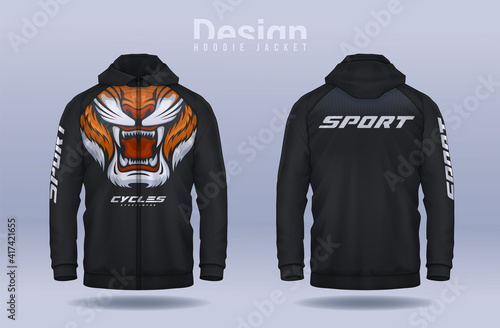 Hoodie shirts template.Jacket Design,Sportswear Track front and back view.