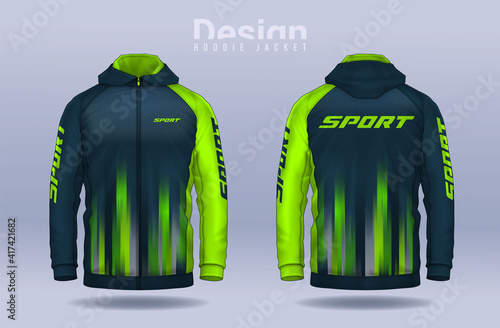 Hoodie shirts template.Jacket Design,Sportswear Track front and back view.