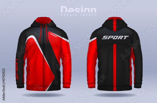 Hoodie shirts template.Jacket Design,Sportswear Track front and back view.