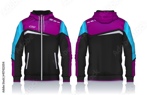 Hoodie shirts template.Jacket Design,Sportswear Track front and back view.