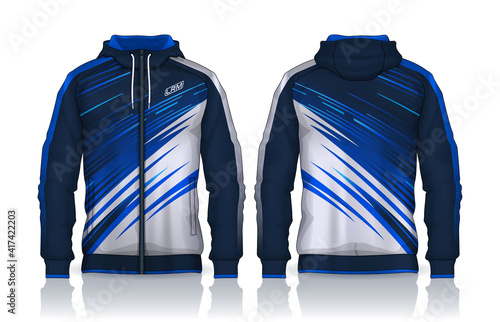 Hoodie shirts template.Jacket Design,Sportswear Track front and back view.