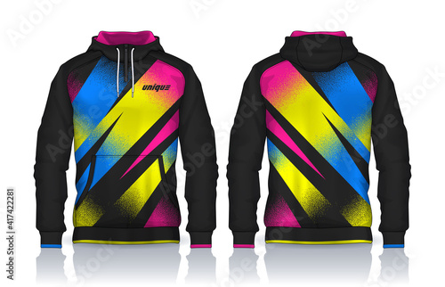 Hoodie shirts template.Jacket Design,Sportswear Track front and back view.