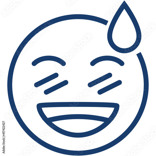 Embarrass Laugh Emoji Line Style Icon