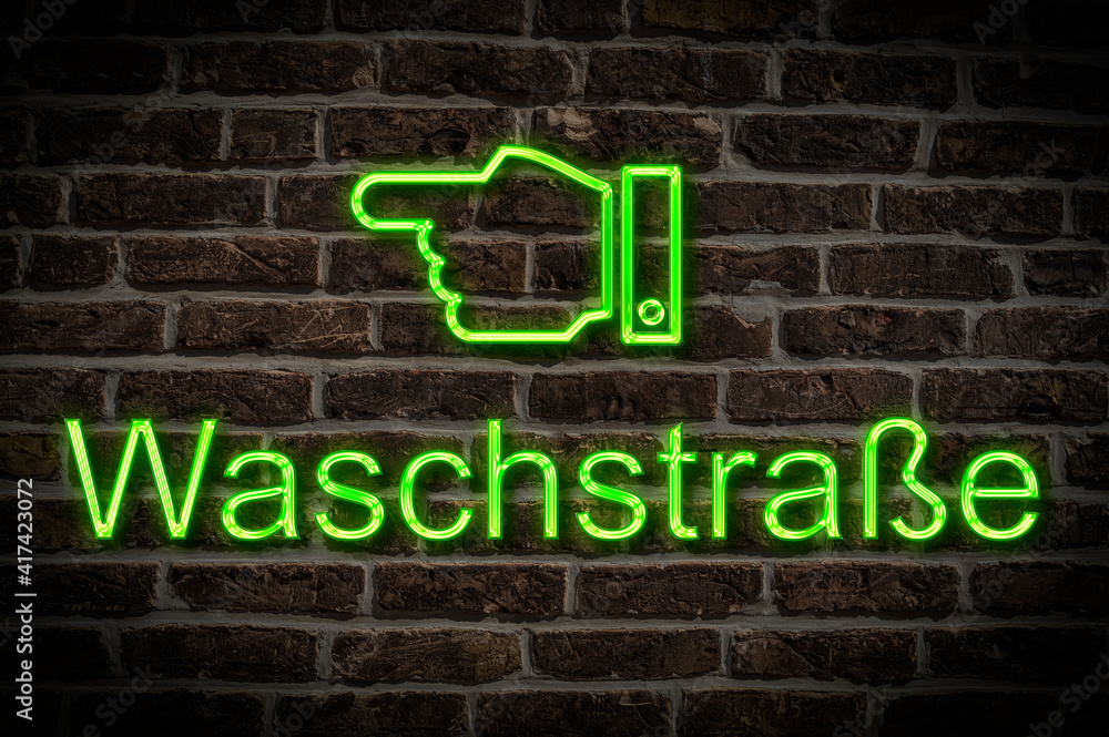 Fototapeta premium Leuchtreklame Waschstraße