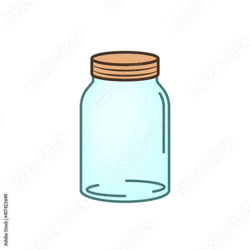 Cartoon empty jar icon. Clipart image isolated on white background
