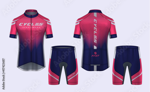 Cycling Jerseys mockup,t-shirt sport design template,uniform for bicycle apparel.