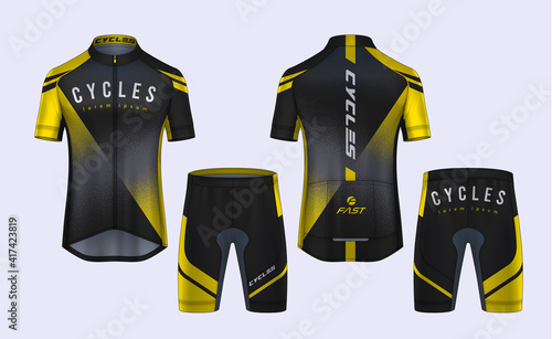 Cycling Jerseys mockup,t-shirt sport design template,uniform for bicycle apparel.