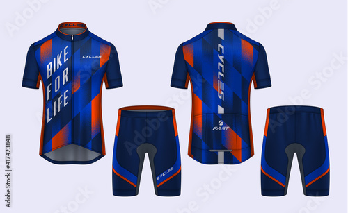 Cycling Jerseys mockup,t-shirt sport design template,uniform for bicycle apparel.