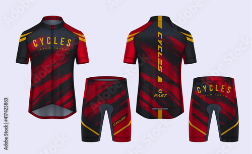 Cycling Jerseys mockup,t-shirt sport design template,uniform for bicycle apparel.