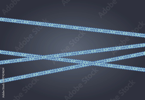 Blue covid-19 tape. vector illustration