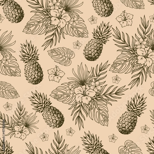 Tropical natural vintage seamless pattern