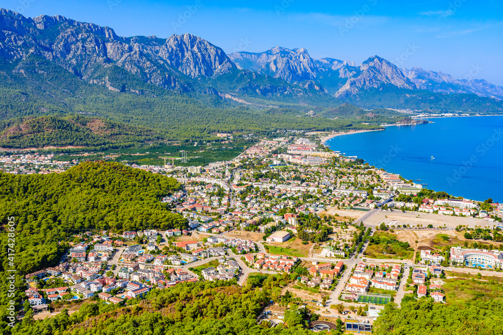 Aerial view of the Kemer town. Antalya province, Turkey