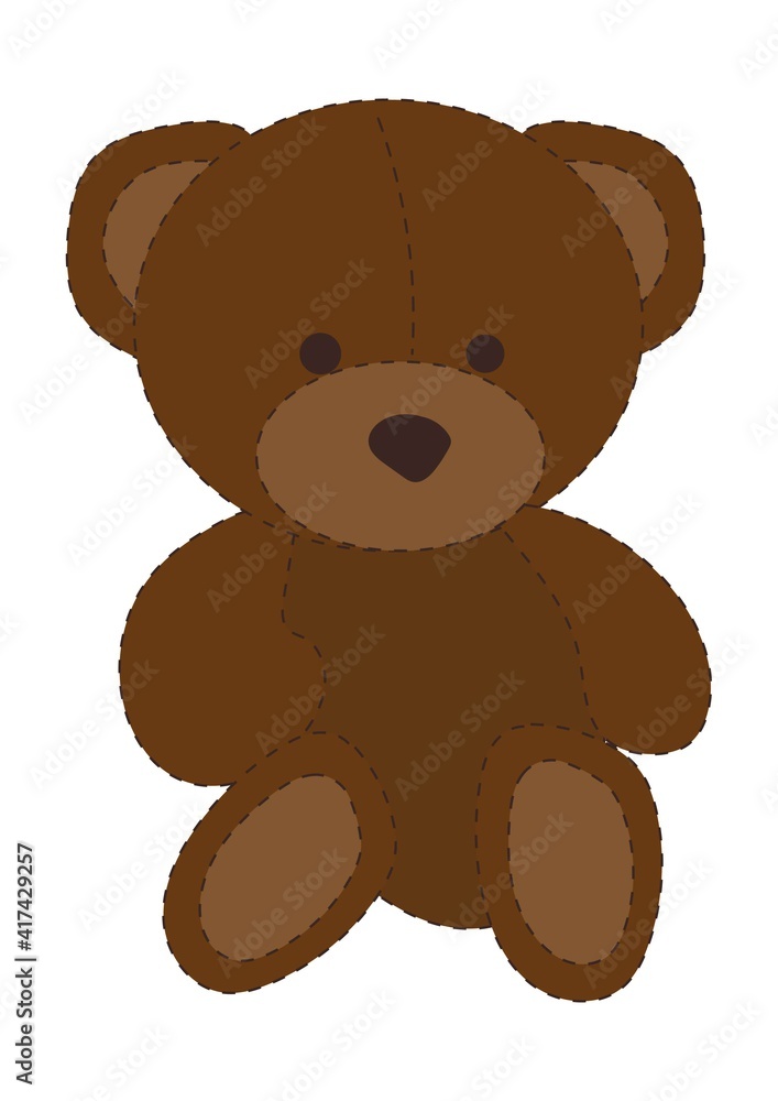 Naklejka premium Brown bear toy on white background 